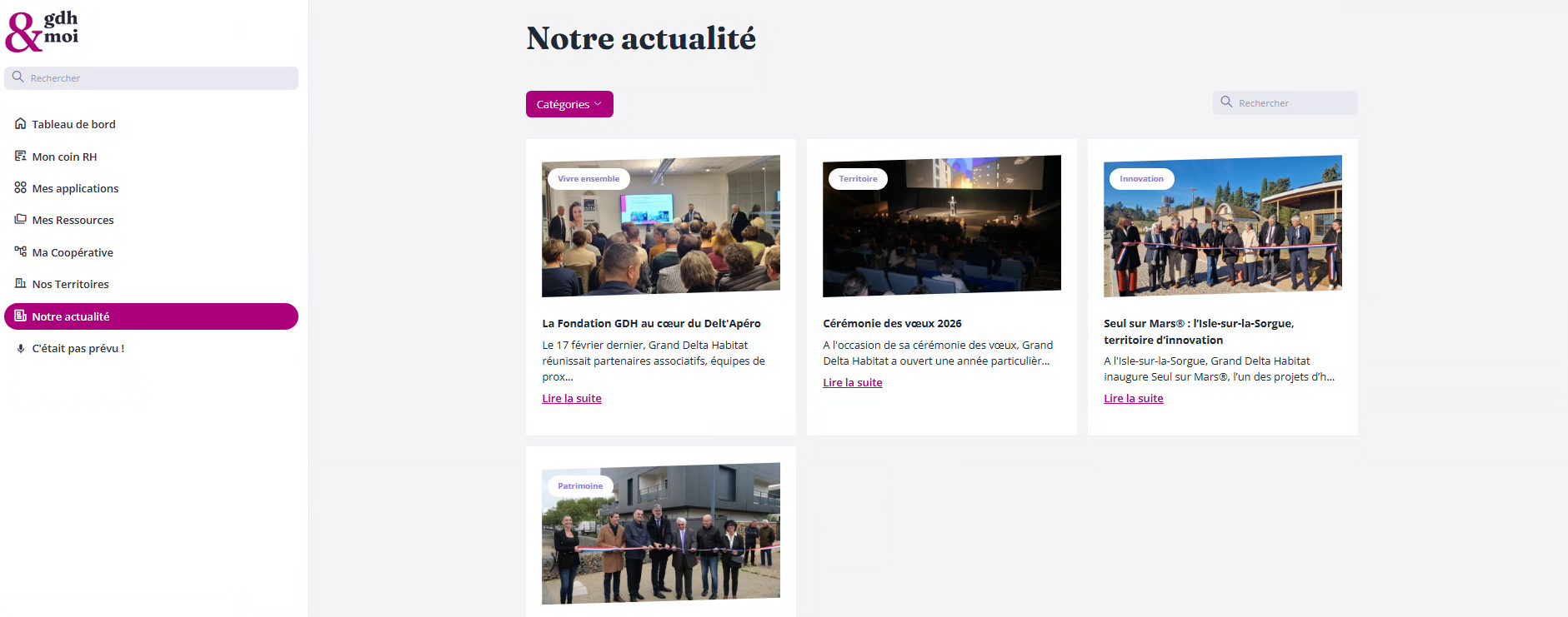 Fil d’actualité interne